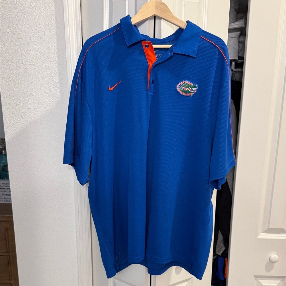 Nike Blue and Orange Men's Polo Shirt Gators
